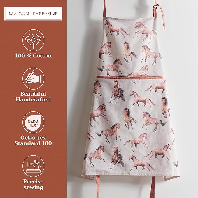 Maison d' Hermine 100% Cotton Apron for women with Pocket Kitchen Chef Apron for Men Cooking Gardening Server Waitress