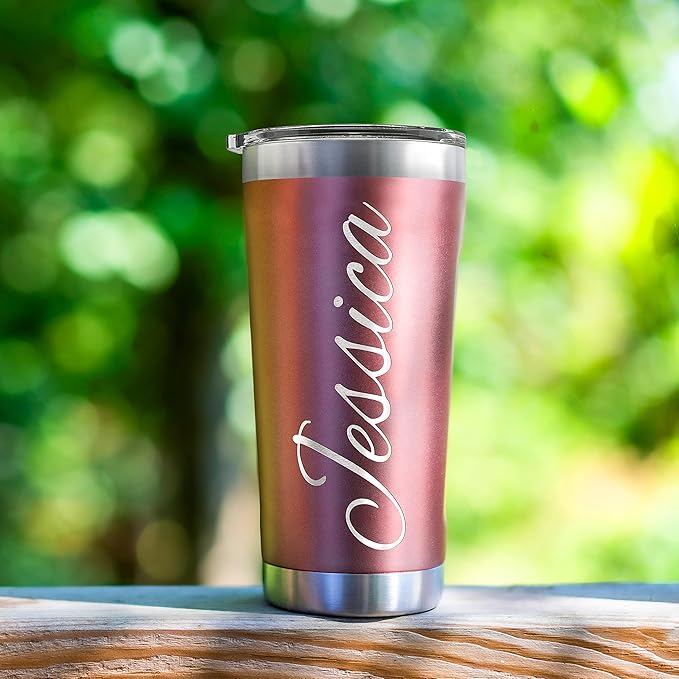 Be Burgundy Personalized Tumbler with Engraved Name - 12 Designs, 30 Oz Coffee Tumbler with Slider Lid, Red, Double Wall Insulated - Gifts for Mom, Women, Personalized Gift for Her