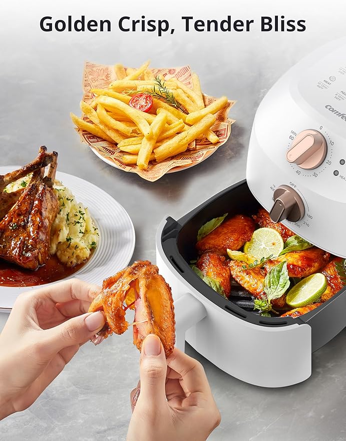 COMFEE' Compact 2.1 Quart Air Fryer with 12 Menu Options, Adjustable Timer & Temperature Control 180-400 degrees F, Dishwasher-Safe Nonstick Fry Basket