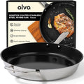 Alva Maestro 11-Inch Stainless Steel Nonstick Frying Pan – Made Without PFAS, PFOA & PTFE Ceramic Coating – Reinforced 5-Ply Aluminum Core, Oven & Induction Safe for Even Heat, Easy to Clean Coating