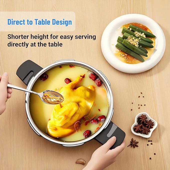 Stainless Steel Pressure Cooker Mini Compact Pressure Cooker,3 Liters Rapid Heat Conduction Pots for Electric Gas Stoves (22CM)
