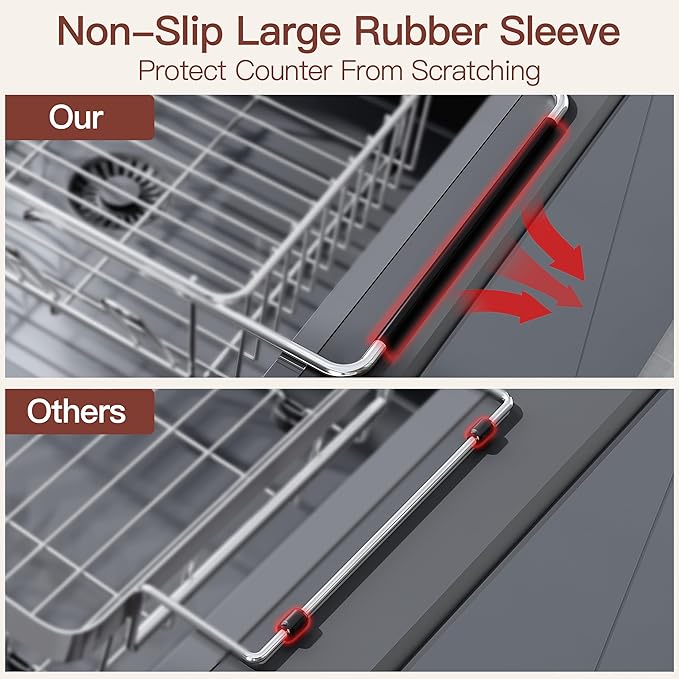 Over the Sink Expandable Dish Drainer Drying Rack In Stainless Steel for Small Kitchen, Counter Space Saving Modern Compact Metal Above Plate Dryer Strainer, Adjustable Hanging Inside Drain Holder