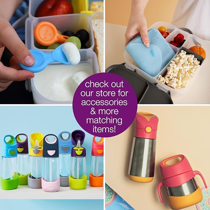 b.box Kids Lunch & Snack Containers. 3-Pack Set Includes Matching Oversized Bento Lunch Box, Mini Meal Boxes for Kids and Toddlers. School Supplies (Strawberry Shake)