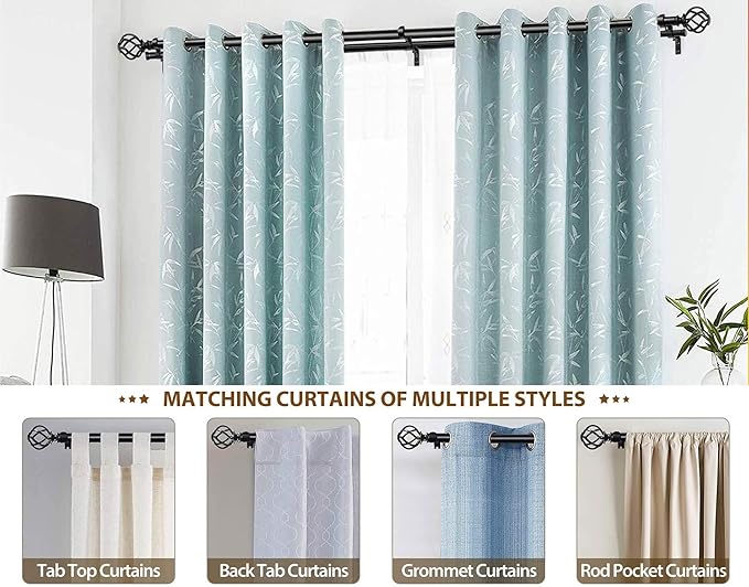 KAMANINA 1 Inch Double Curtain Rods 66 to 120 Inches (5.5-10 Feet) Telescoping Heavy Duty Drapery Rod for Windows 54 to 115 with Twisted Cage Finials, Black