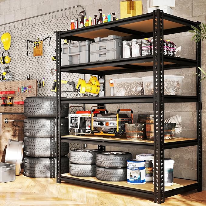 40" W Garage Shelving Unit, 2400Lbs Storage Shelves, Heavy Duty Adjustable Rack for Basement, Warehouse, Pantry, Stores, Tool Room, Freestanding Organizer