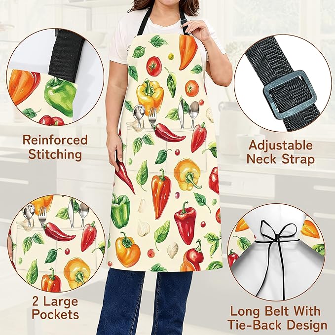 Adjustable Kitchen Apron with Pockets for Women and Men,Soft Chef Apron for Cooking, BBQ, and Grill