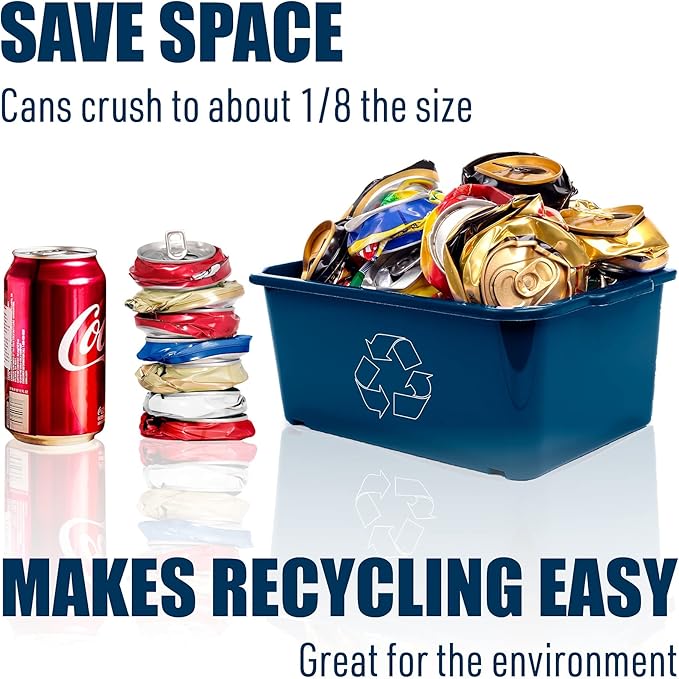 Mckay 16 Oz. and 12 Oz. Metal Can Crusher, Heavy-Duty Wall-Mounted Smasher for Aluminum Seltzer, Soda, Beer Cans and Bottles for Recycling, Gadgets for Home (Red)