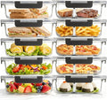 Glass Food Storage Containers(5 Pieces with Partitions,5 Pieces without Partitions),Glass Meal Prep Containers with Snap Lock Leakproof Lids,for Microwave,Freezer,Oven and Dishwasher