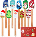 Nitial 10-Piece Christmas Silicone Spatula Gift Set with Wooden Handle Santa Spatula for Kitchen & Baking, Includes Cards for Women - Vintage Color