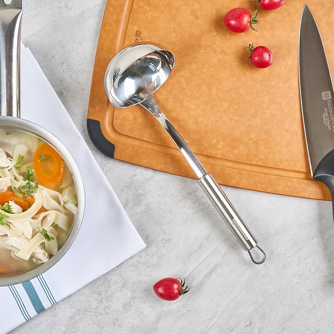 Ladle 1 Pack 11.4 Inch Serving Ladle with Deep Bowl Ergonomic Handle Precision Pouring Durable Stainless Steel Silver Utensil For Soups, Gravies, Buffet Use