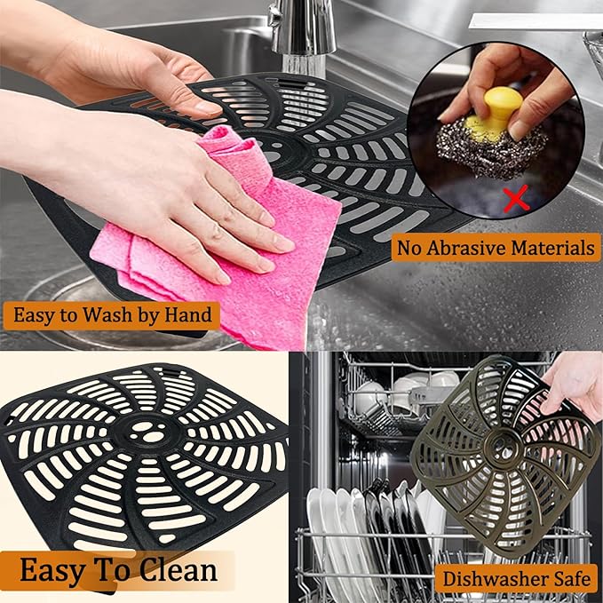 8QT Square Air Fryer Grill Pan for Gourmia GAF856 Air Fryers, Upgraded Nonstick Air Fryer Grill Plate Insert Rack Crisper Tray Plate Grate Grid Shelf for Gourmia 8QT Air Fryers, Dishwasher Safe