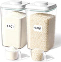 Pop Food Storage Container Airtight Rice Containers with Pop Lid & 130ml Scoop, 4L / 4.2QT *2 BPA-Free Cereal, Flour, Pasta & Snack Container for Kitchen Pantry Organizer