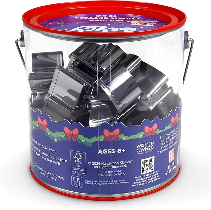 Handstand Kitchen Bluey 10-Piece Holiday Cookie Cutter Set with Bluey, Bingo, Bandit and Chilli Cookie Cutters
