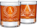 On The Rox Drinks Personalized Whiskey, Bourbon Monogram Glass Gifts - 11 oz Name Monogram Scotch Glass Set of 2 - Custom Cocktail, Rocks, Brandy Glasses