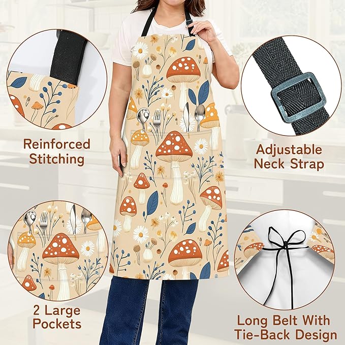 Adjustable Kitchen Apron with Pockets for Women and Men,Soft Chef Apron for Cooking, BBQ, and Grill