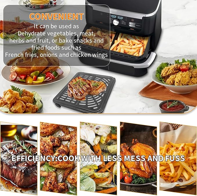 GWY Air Fryer Tray for Ninja Foodi 11 Quart 7-in-1 MegaZone XL FlexBasket Air Fryer, 2 Packs Replacement Air Fryer Crisper Plate Grill Pan Grill Plate Accessories with Rubber Bumpers, Dishwasher Safe