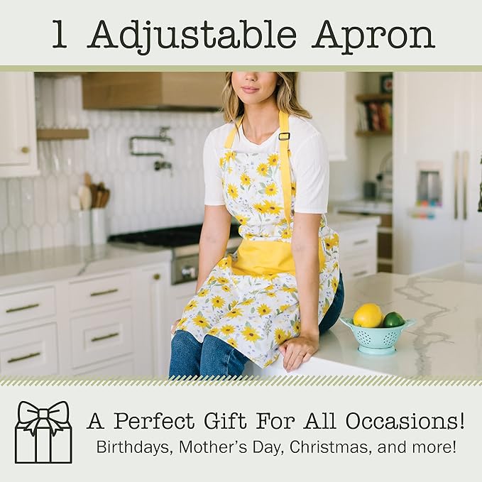 Adjustable Designer Kitchen Apron for Adults | Cotton Cooking Apron with Pockets and Adjustable Neck Buckle