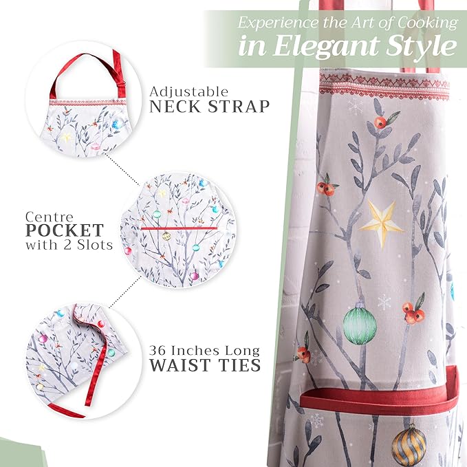 Maison d' Hermine 100% Cotton Apron for women with Pocket Kitchen Chef Apron for Men Cooking Gardening Server Waitress