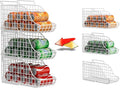 Stackable Pantry Can Dispenser Baskets 3-Pack, Standing Beverage Drink Pop Soda Can Storage Organizer Bin with Handles, Foldable Canned Food Holder for Kitchen Countertop Cabinet White