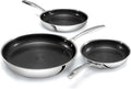 Gotham Steel Hybrid 3pc Stainless Steel Non Stick Frying Pans Set, 8 10 12 inch Ceramic Frying Pan Skillet Set, Induction Ready, Made without PFAS & PFOA, Oven and Dishwasher Safe - Black
