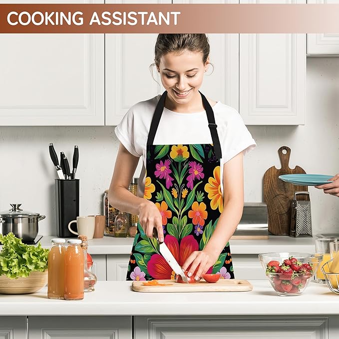 Adjustable Kitchen Apron with Pockets for Women and Men,Soft Chef Apron for Cooking, BBQ, and Grill