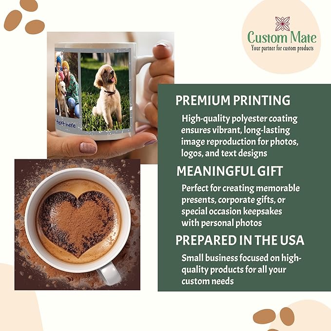 Custom Photo Ceramic Coffee Mug, Jumbo Sized-20oz, Glossy or Matte Finish (3 Images)