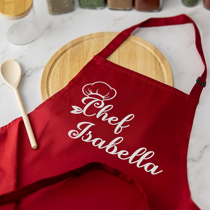Custom Aprons for Women and Men, Personalized Chef Apron, Personalized Kitchen Apron with Pockets, Grilling & Cooking Aprons, Delantales de Cocina para Mujer, Gifts for Chefs