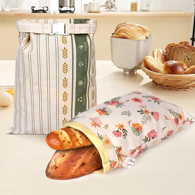 Extra Large Beeswax Bread Bags, Reusable Waxed Bags for Sourdough Homemade Bread, Cotton Linen Beeswax Bag to Keep Fresh, Proofing Bag Freezer-Safe, Easy Clean