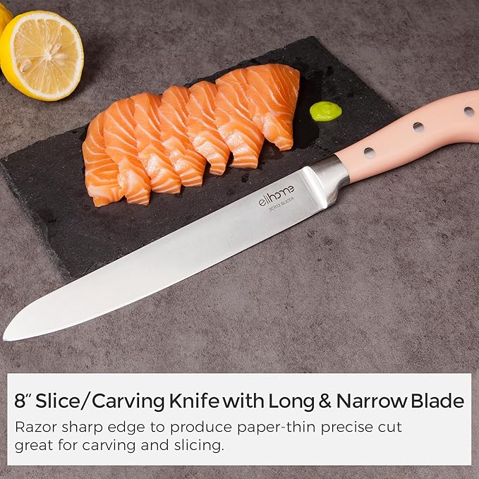 Essential XL Dishwasher Safe Non Slip Juice groove Cutting Board and 5-piece Premium Stainless Steel Kitchen Knife Set