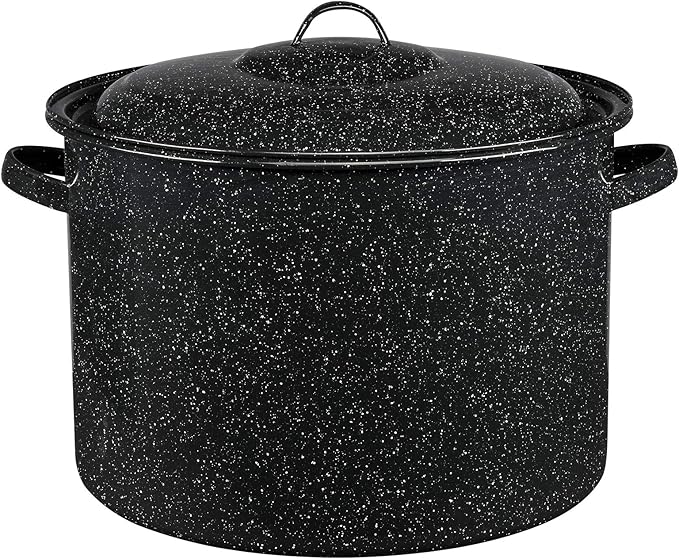 Granite Ware 21-Quart Stockpot, Large Capacity for Soups, Stews, Pasta - Durable Graniteware with Non-Stick Surface for Easy Cleaning - Chip-Resistant & Even Heat Distribution (Speckled Black)