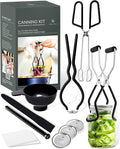 Canning Supplies Set of 8 – Canning Kit for Beginners – Complete Home Canners Equipment – Mason Jar Lifter, Funnel & Wrench, Tongs, Bubble Popper, Magnetic Lid Lifter, Canning Labels & Lids