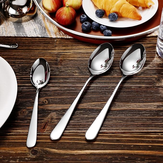 KEAWELL Premium Louise 9" Serving Spoon Set – 18/10 Stainless Steel - Uniting Elegance and Durability - Exquisite Serving Utensils for Parties (Serving Spoon)