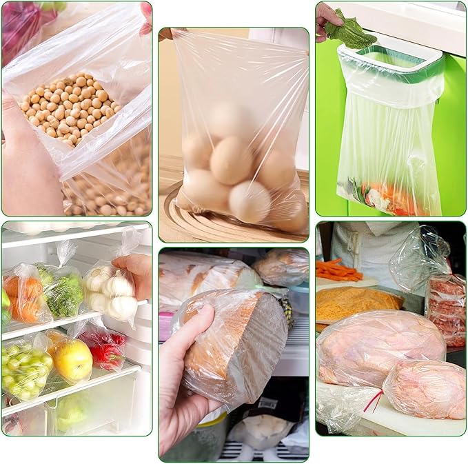 10" x 14" Produce Bags Roll, Fresh-Keeping Plastic Bag for Food, Fruit, Vegetable, Bread, Kitchen, freezer, Supermarket, 1 Roll 400 Plastic Produce Bags