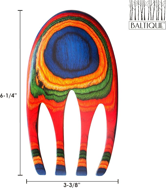 Totally Bamboo Baltique Marrakesh Collection Salad Hands Serving Utensil Set, Colorful Wooden Salad Servers
