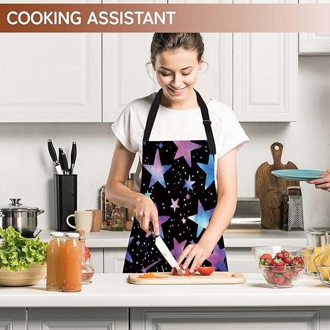 Cooking Aprons for Men and Women,Adjustable Bib Chef Apron with 2 Pockets, Soft and Durability Kitchen Apron