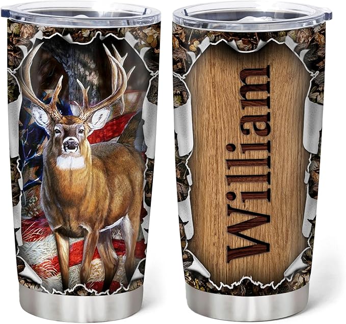 Hyturtle Personalized Hunting Gifts For Men - Deer Hunting Tumbler 20Oz Travel Coffee Mug Stainless Steel- Fathers Day Gift For Dad Him Boy Husband From Son Wife- Birthday Christmas Gifts For Hunters