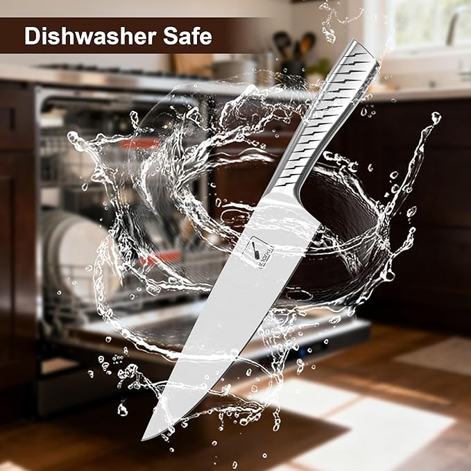 imarku 14-Piece Knife Set with Block, High Carbon Stainless Steel Kitchen Knives with Built-in Sharpener, Dishwasher Safe, Ergonomic Non-Slip Handle, Perfect for Home Cooks & Chefs, Brown