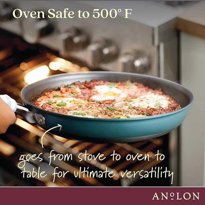 Anolon Achieve Hard Anodized Nonstick Frying Pan/Skillet, 12 Inch, Teal