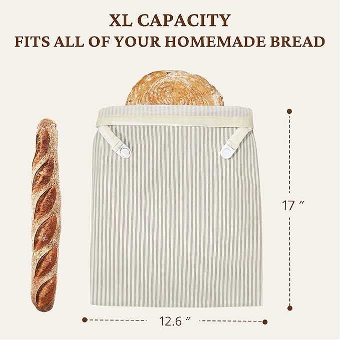 BRONYPRO Beeswax Bread Bags for Homemade Bread Sourdough, 2 Pack Reusable Sourdough Bread Bags, Organic Beeswax & Linen Homemade Bread Storage, Eco-friendly & Long-latsing,Large 17x12.6in,Beige