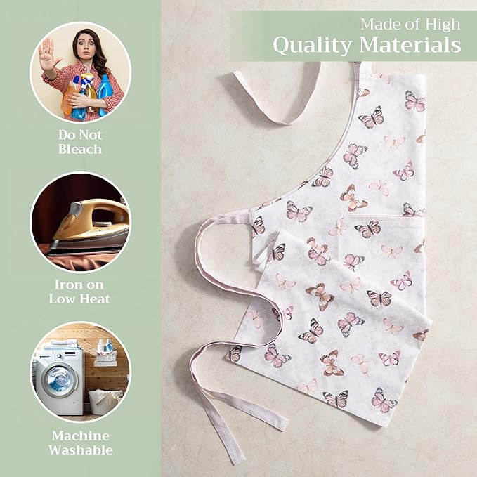 Maison d' Hermine 100% Cotton Apron for women with Pocket Kitchen Chef Apron for Men Cooking Gardening Server Waitress