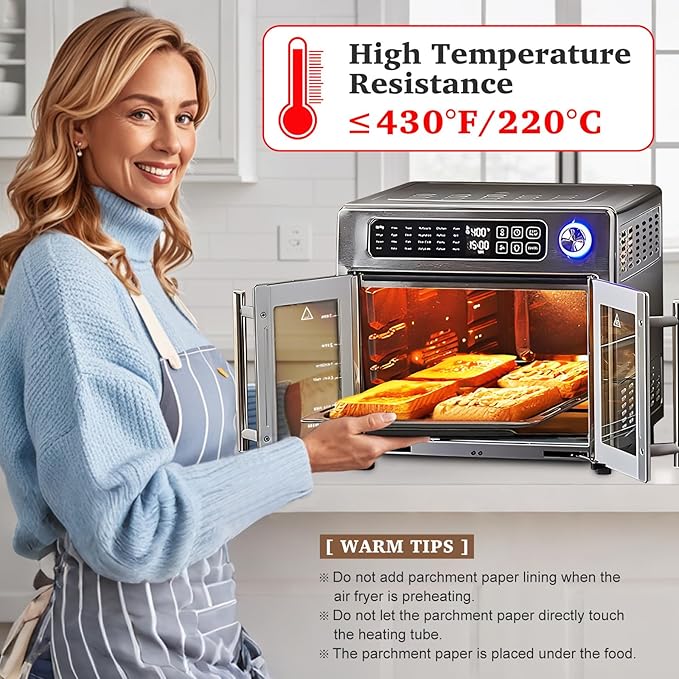 200 Pcs Air Fryer Liners Disposable Compatible with Emeril Lagasse 26 QT French Door 360 Air Fryer, 10''x11'' Airfryer Paper Liners Sheets for Emeril Lagasse Accessories
