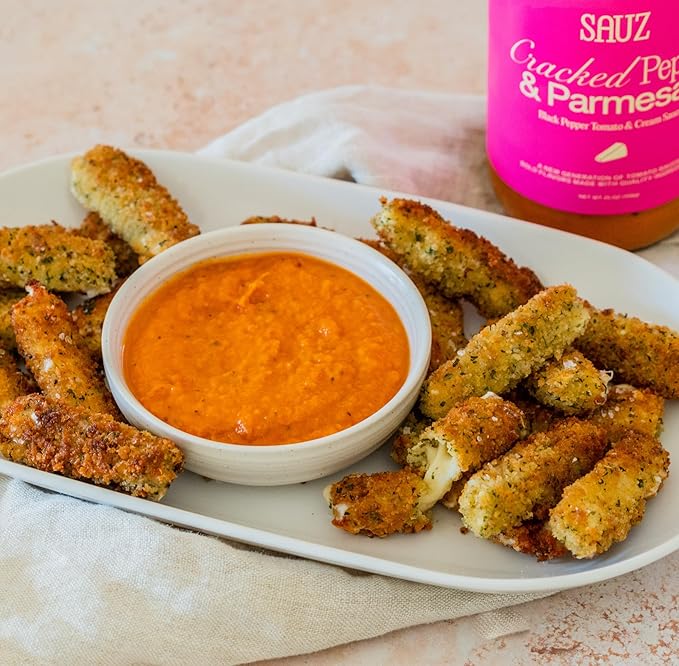 Sauz | Cracked Pepper and Parmesan Sauce (2-Jars) Thick & Creamy- Gluten-Free, Non-GMO, and 100% Delicious - Crafted in Small Batches for Michelin-Star Delight - Clean ingredients