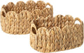 StorageWorks Scalloped Wicker Basket, Hand-woven Rattan Baskets with Built-in Handles, Cute Baby Basket for Nursery, Water Hyacinth Baskets for Organizing and Decor, 2 Pack