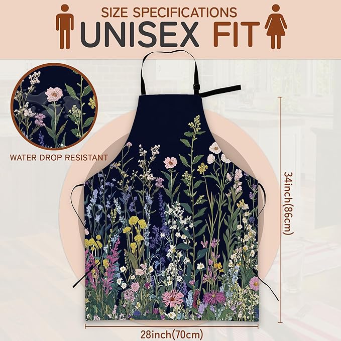 Adjustable Kitchen Apron with Pockets for Women and Men,Soft Chef Apron for Cooking, BBQ, and Grill