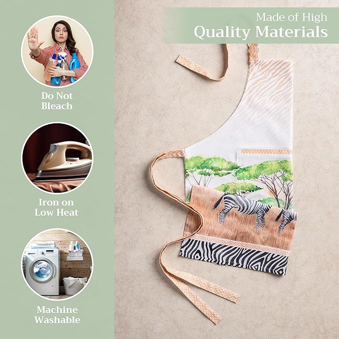 Maison d' Hermine 100% Cotton Apron for women with Pocket Kitchen Chef Apron for Men Cooking Gardening Server Waitress