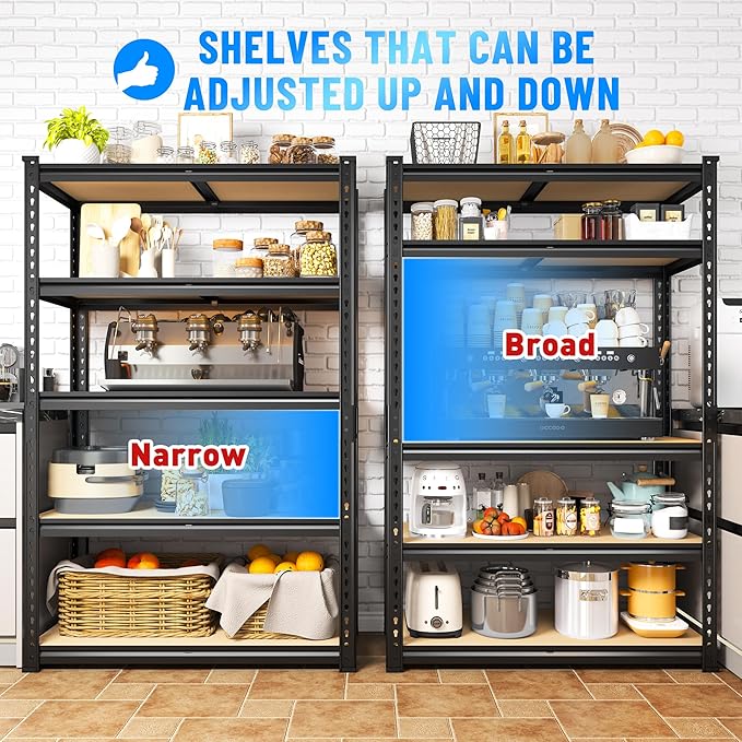 Bepatio Garage Shelving 2020LBS Storage Shelves 72.05" H Metal Shelving Heavy Duty Pantry Shelves Adjustable Garage Shelf for Kitchen Warehouse Basement, 35.43" W x 11.81" D x 72.05" H