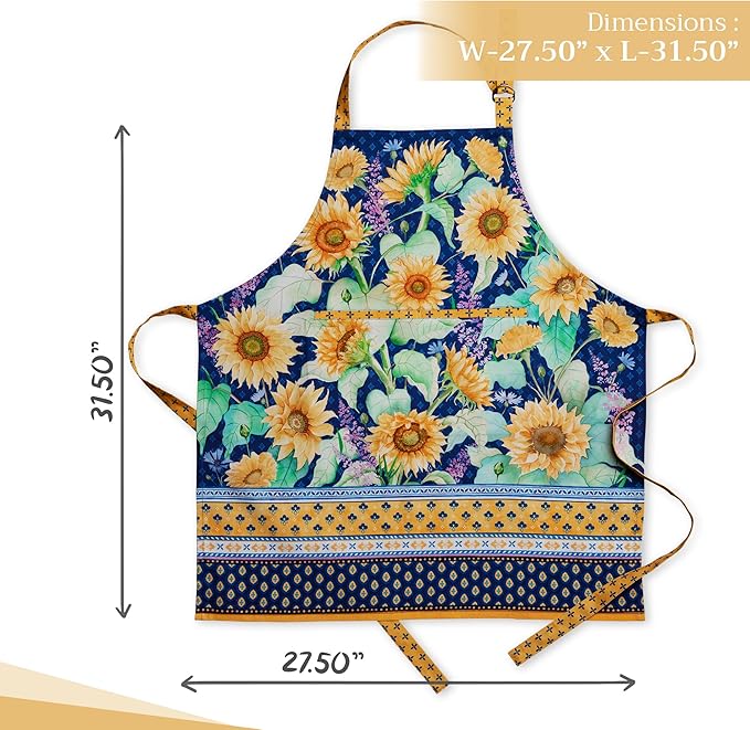 Maison d' Hermine 100% Cotton Apron for women with Pocket Kitchen Chef Apron for Men Cooking Gardening Server Waitress