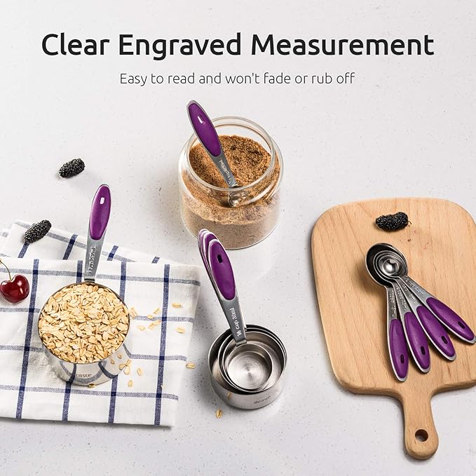 U-Taste 10 Piece Measuring Cups and Spoons Set in 18/8 Stainless Steel (Purple)