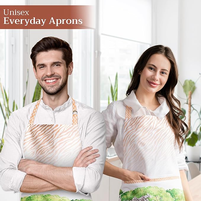 Maison d' Hermine 100% Cotton Apron for women with Pocket Kitchen Chef Apron for Men Cooking Gardening Server Waitress