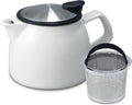 FORLIFE Bell Ceramic Teapot with Basket Infuser, 16-Ounce/470ml, White